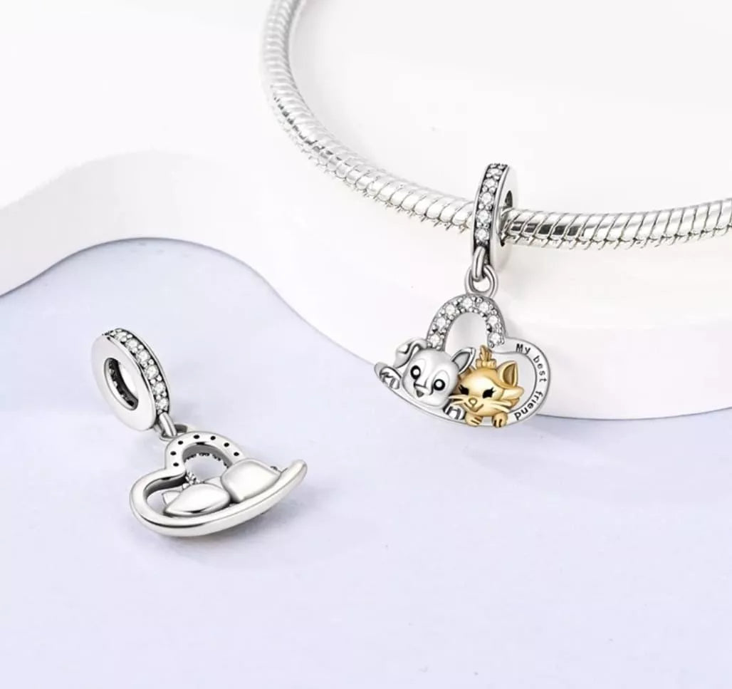 Charm Corazón de Perrito y Gato "My Best Friend"