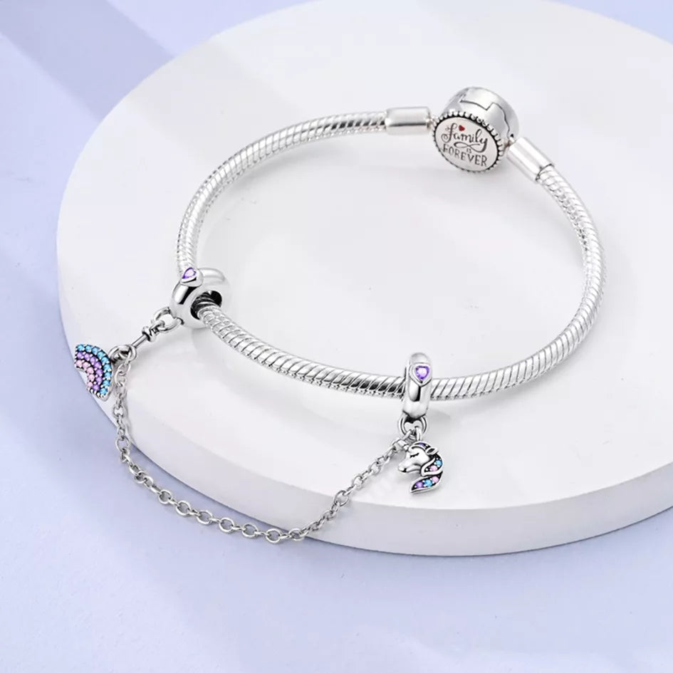 Cadena de Seguridad Unicornio y Arcoíris