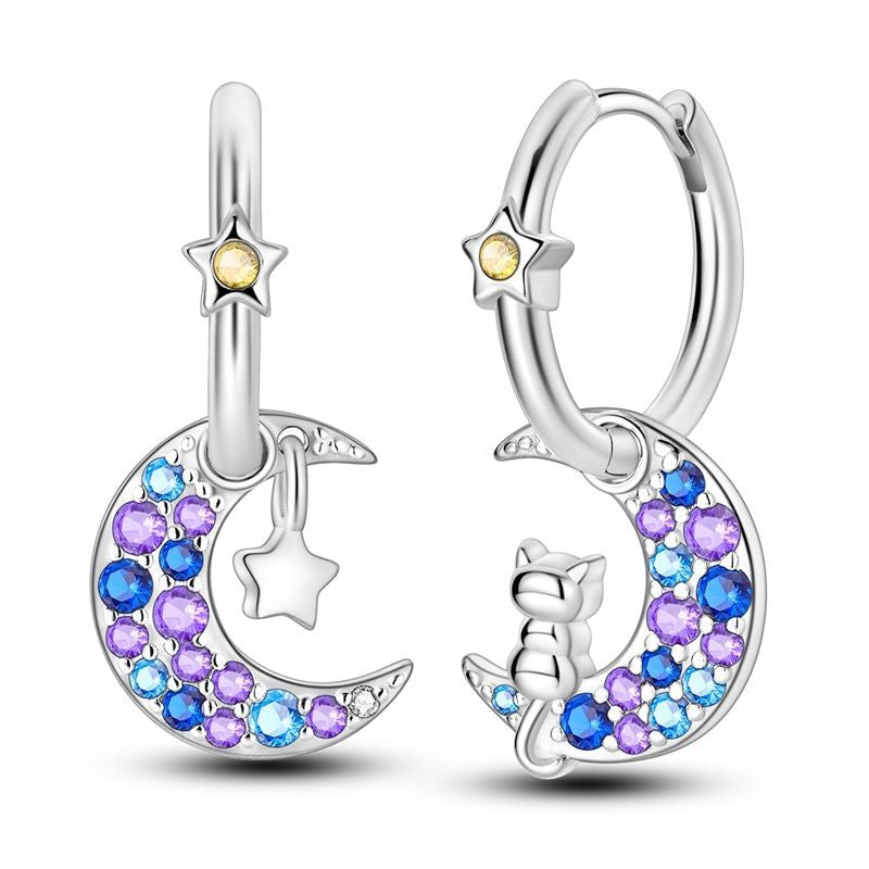 Aretes Luna de Gatito y Estrella