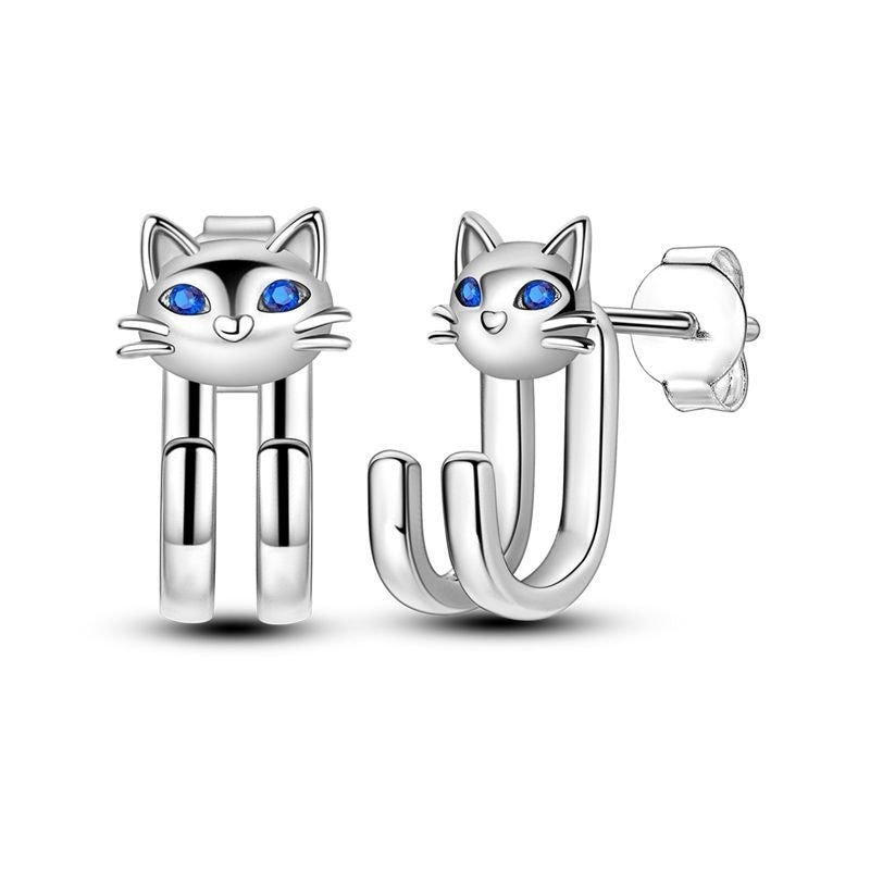 Aretes Gato Plateado