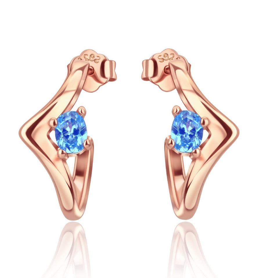 Aretes Elegancia Azul Dorado Rosa