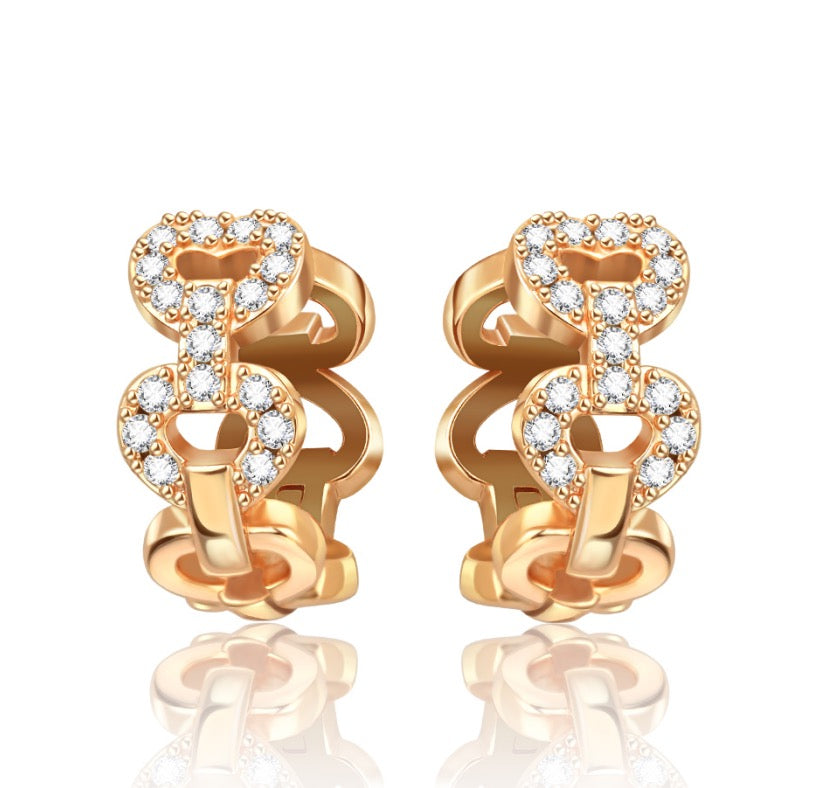 Aretes Encanto Entrelazado Dorado Rosa