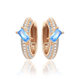 Aretes Azul Resplandor Dorado Rosa