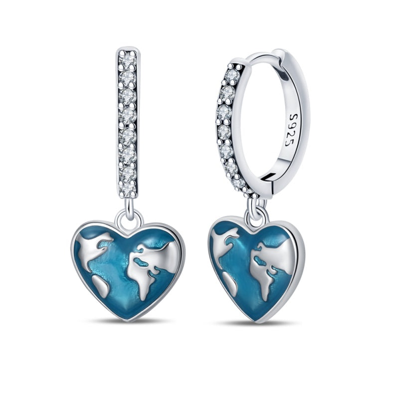 Aretes Corazón de Planeta Tierra