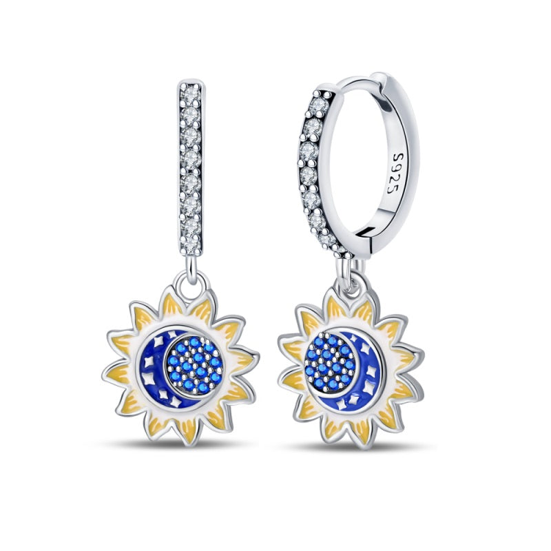 Aretes Sol y Luna Azul