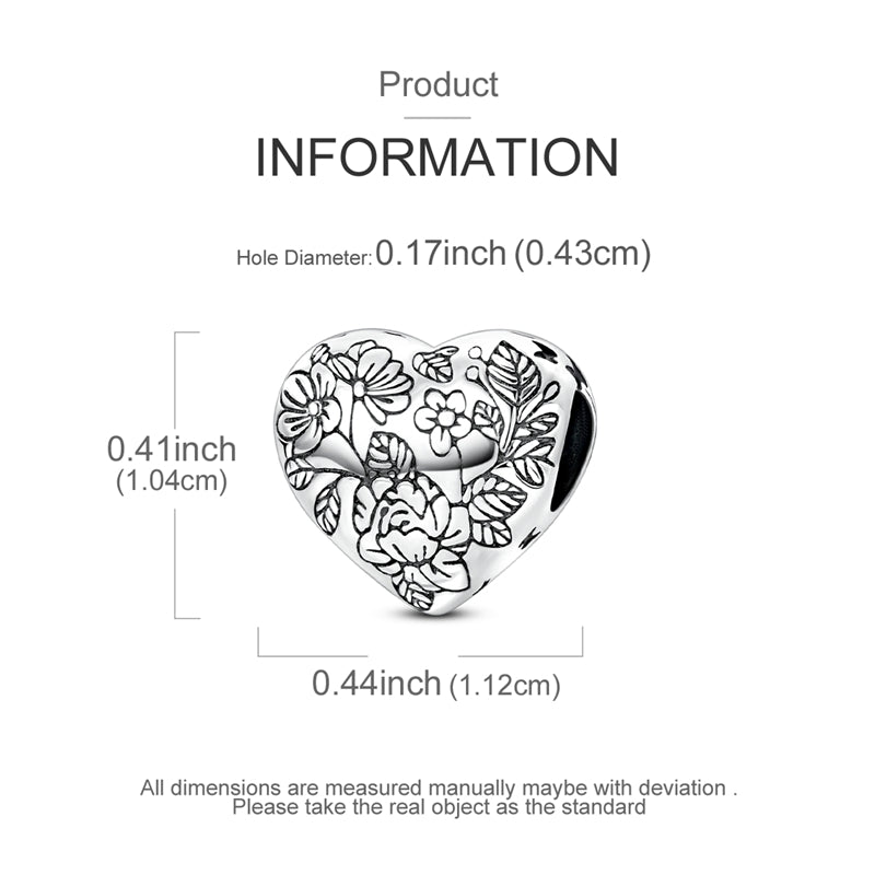 Charm Corazon Con Flores