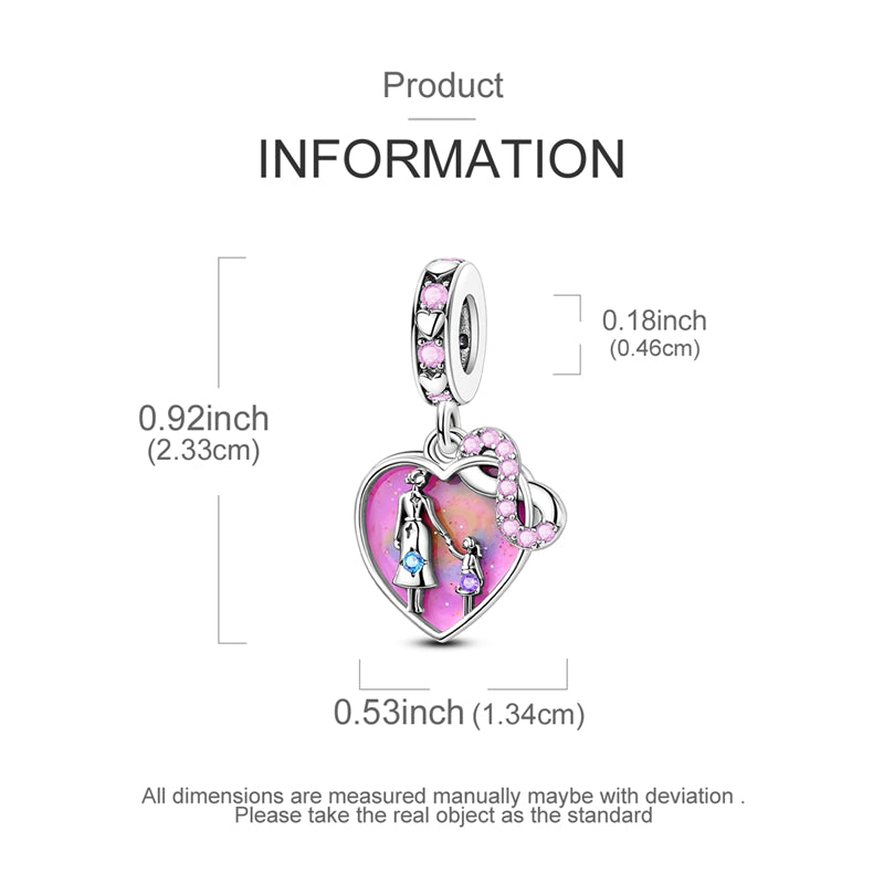 Charm Corazon Rosa Madre E hija