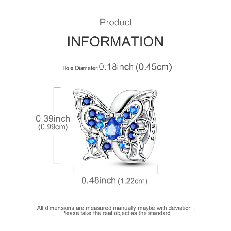 Charm Mariposa Plateada & Azul