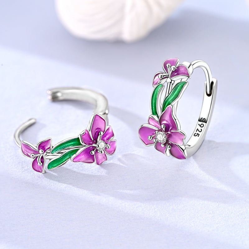 Aretes Flores Moradas