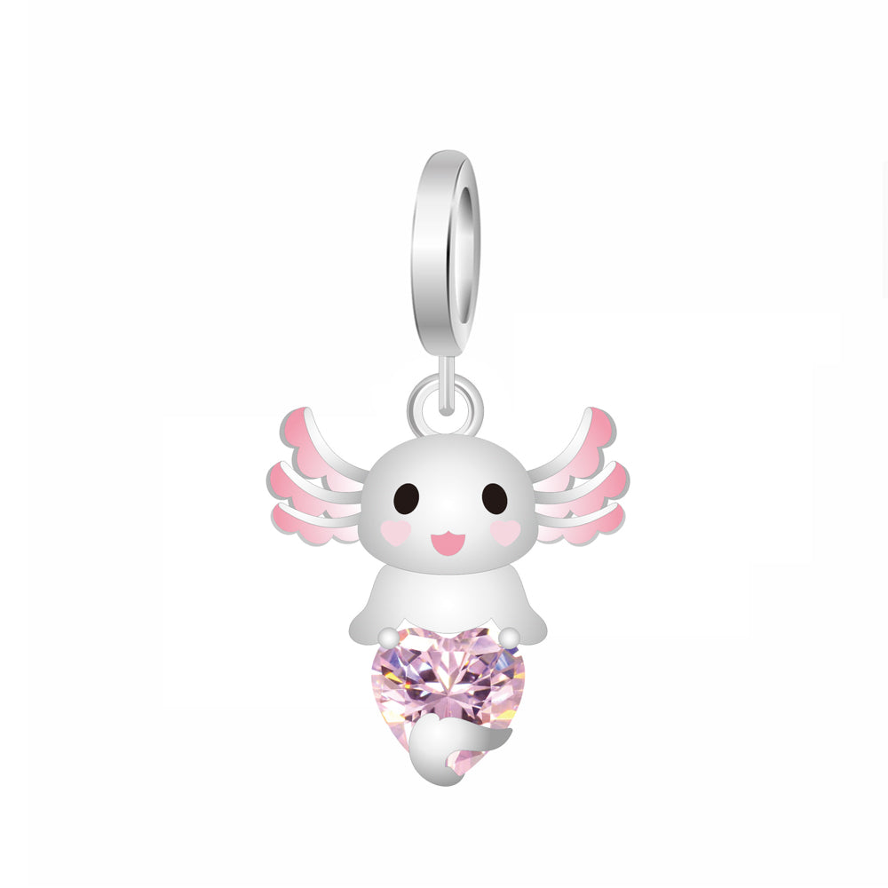Charm Ajolote Con Corazon Rosa