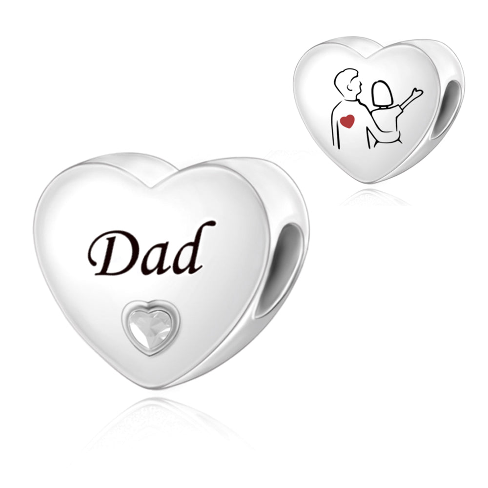 Charm Corazón Plateado "Dad"