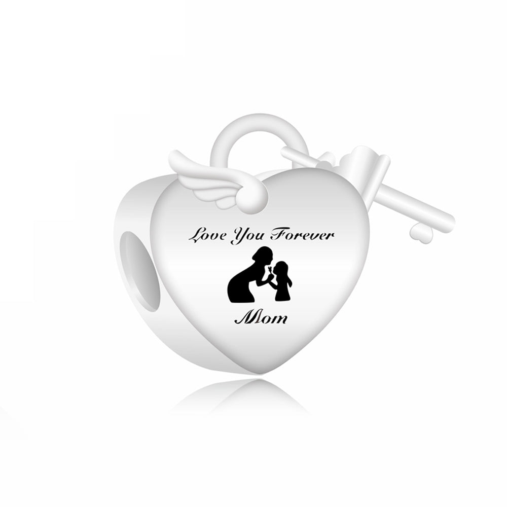 Charm Corazon Rosa Con Llave
