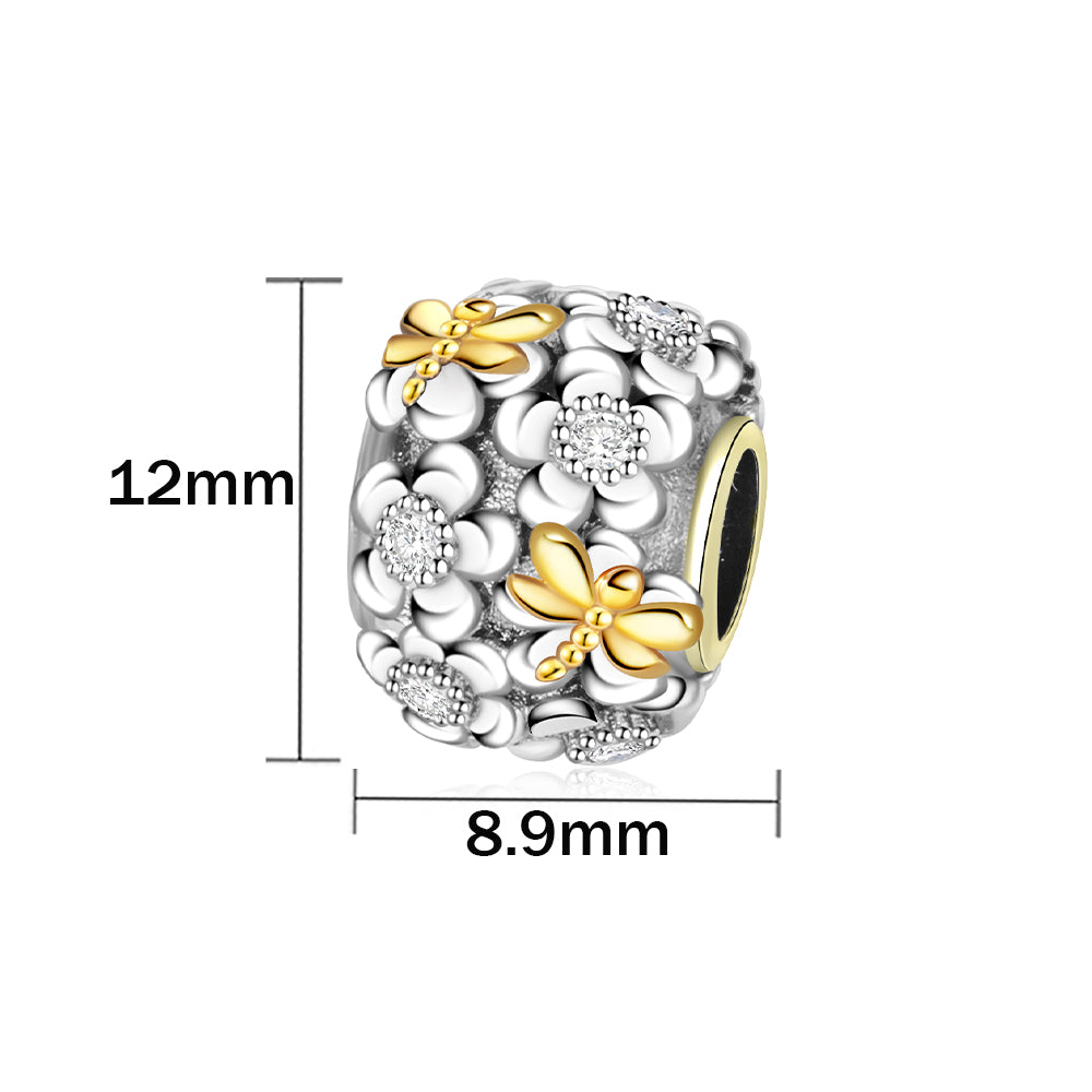 Charm Diamantando De Flores & Libelulas