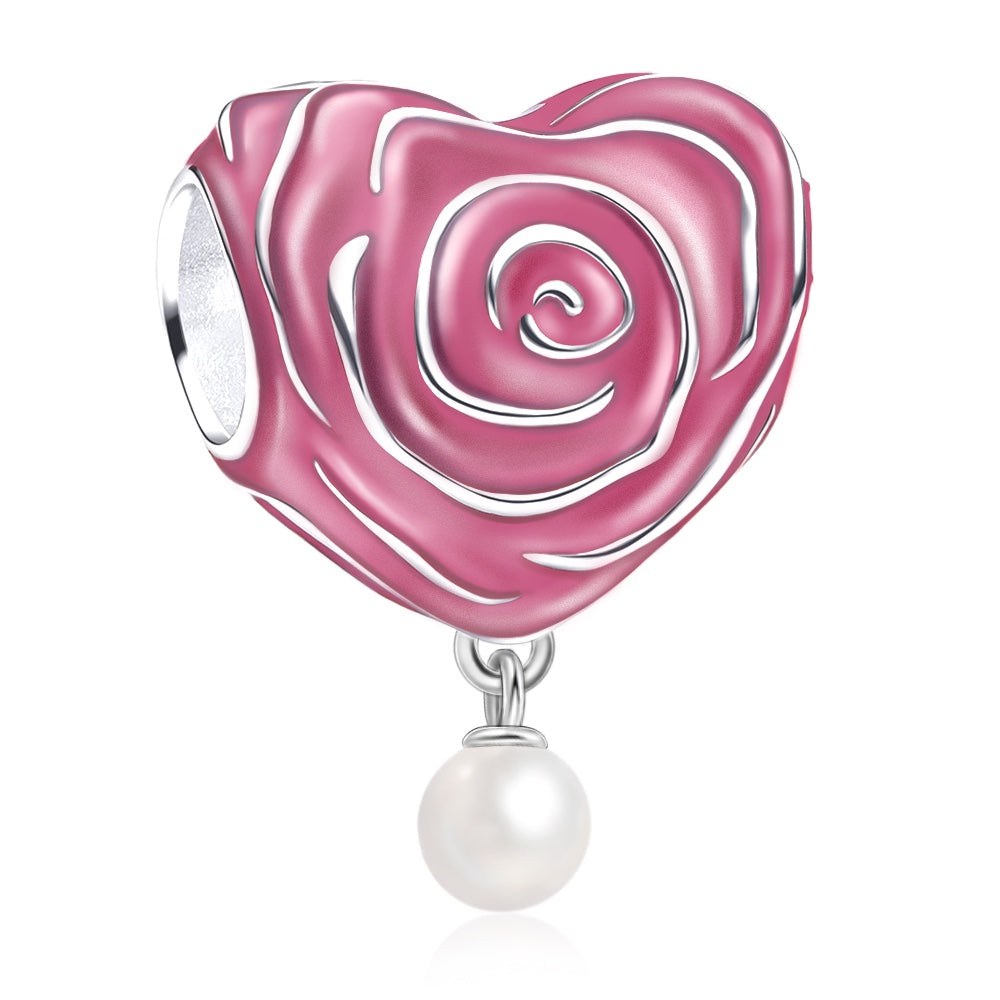 Charm Rosa En Corazon