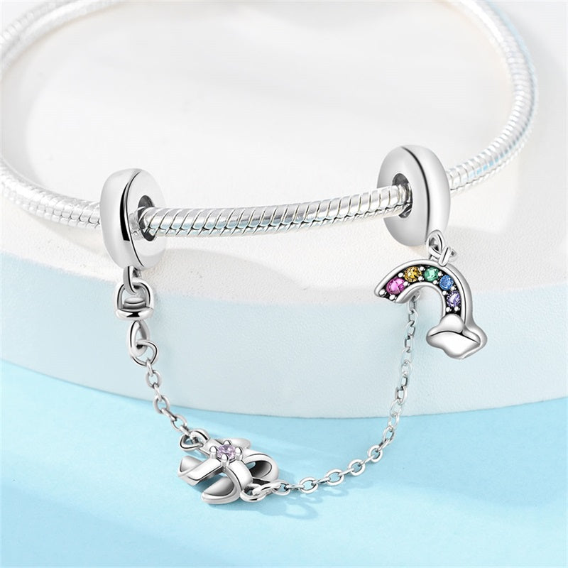 Cadena de Seguridad Arcoíris y Flor