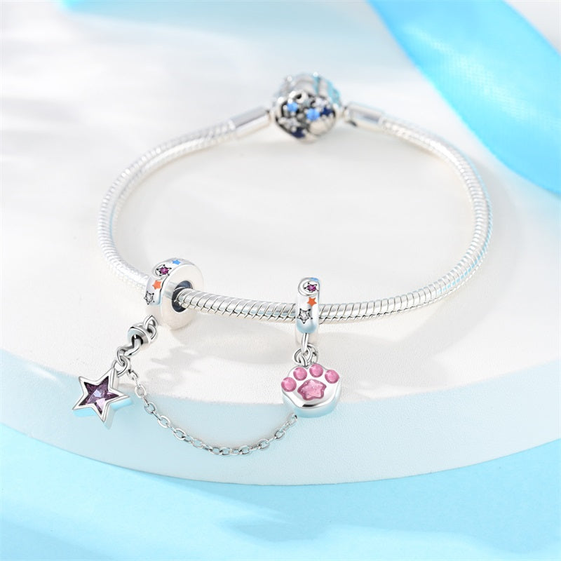 Cadena de Seguridad Huella de Mascota y Estrella