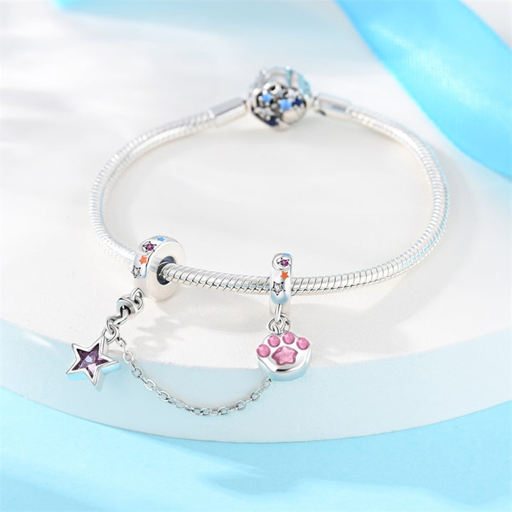 Cadena de Seguridad Huella de Mascota y Estrella