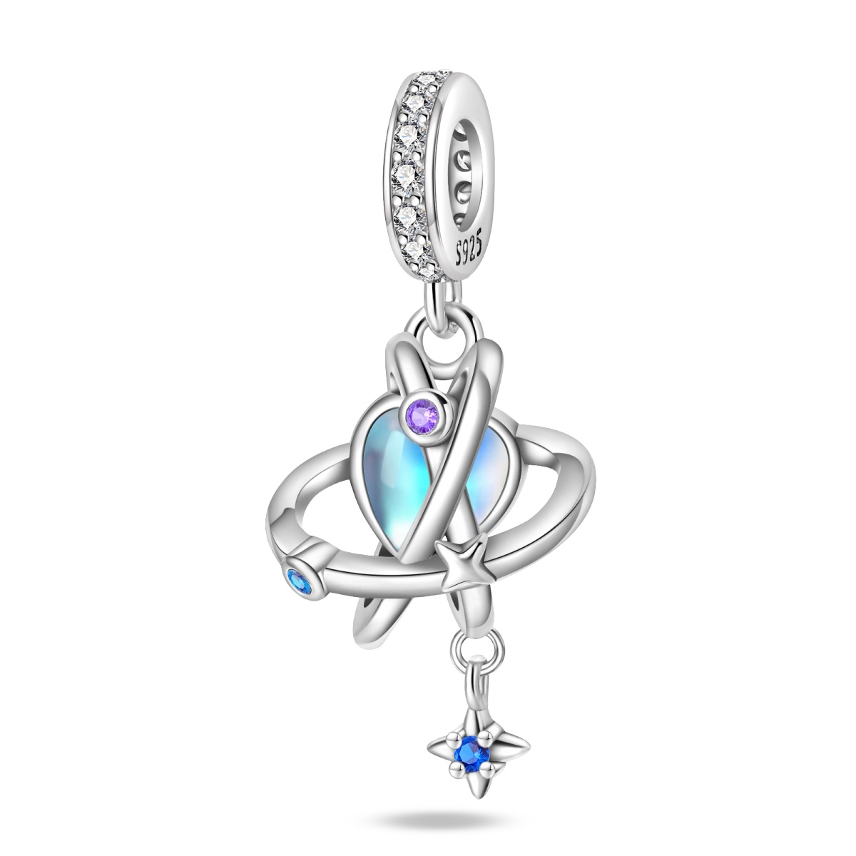 Charm Constelación de Estrellas y Corazón Opal