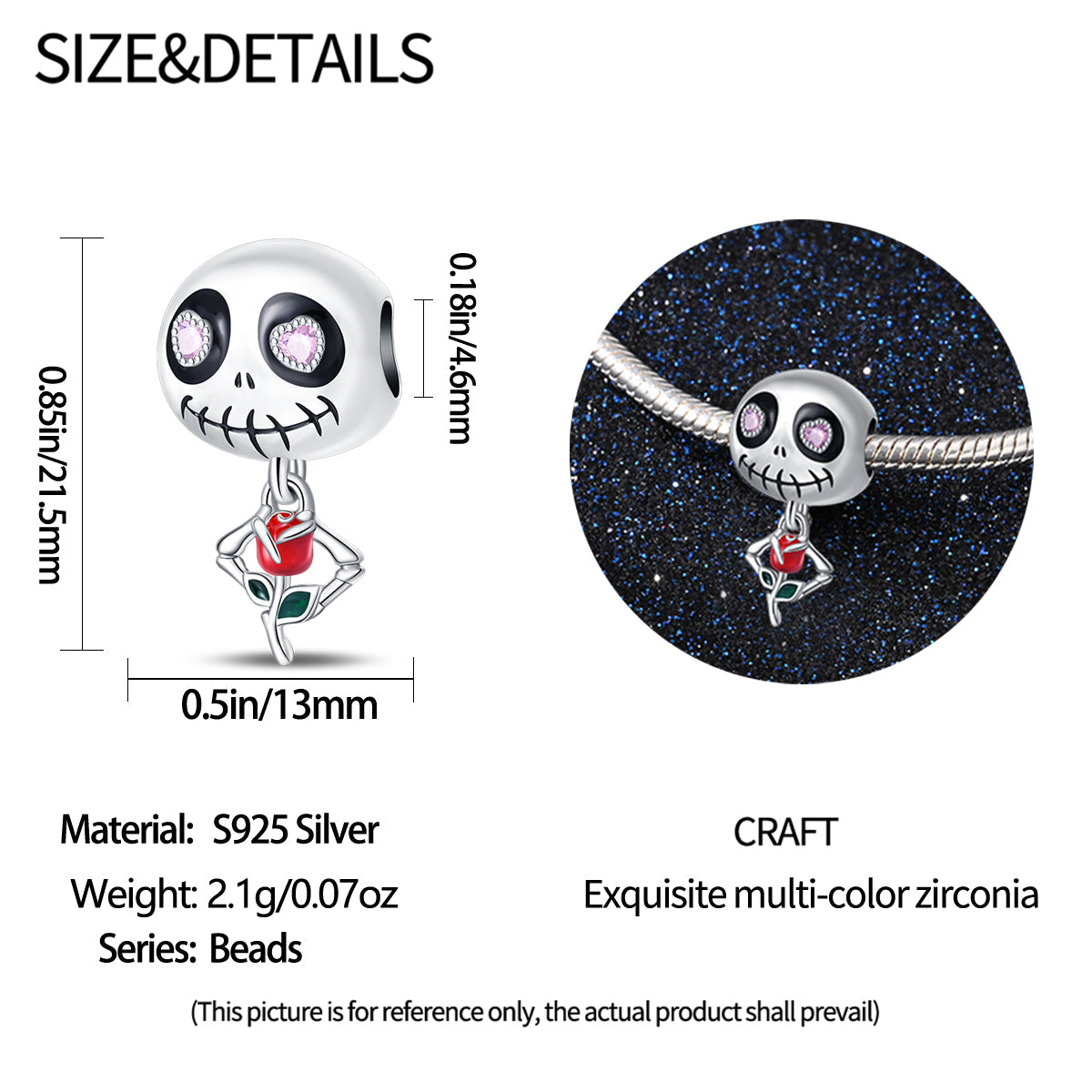 Charm Calabera con Rosa