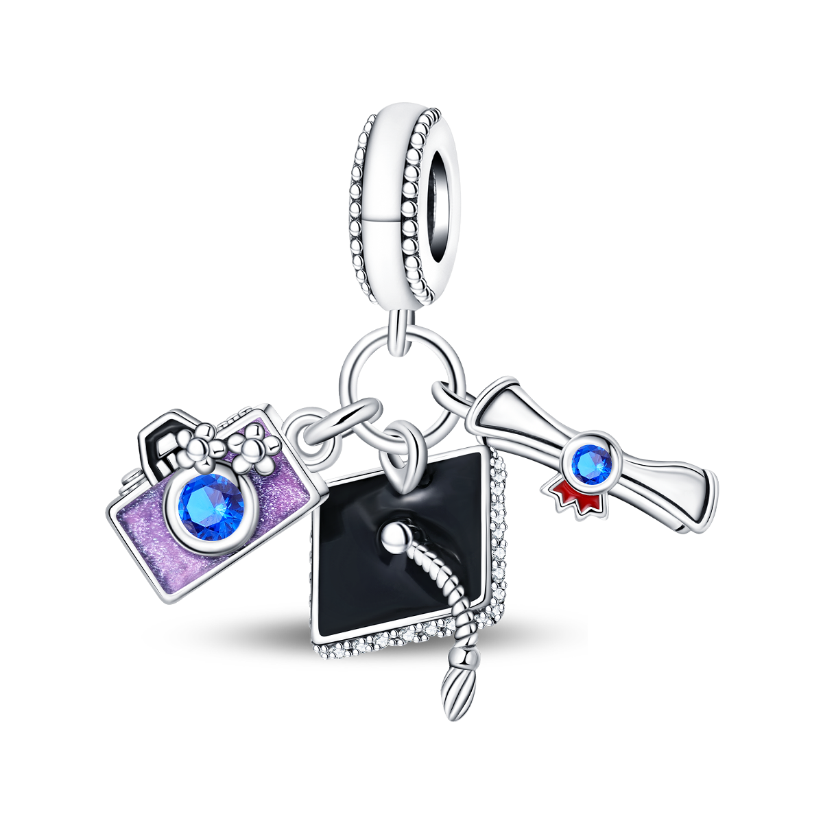 Charm Colgante Birrete, Diploma & Camara