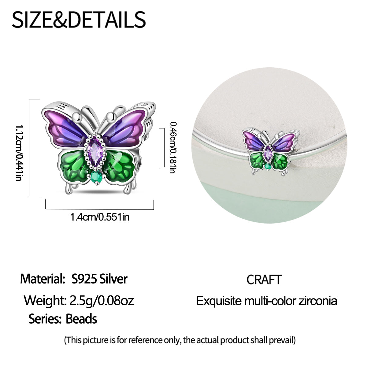 Charm Mariposa Morada y Verde