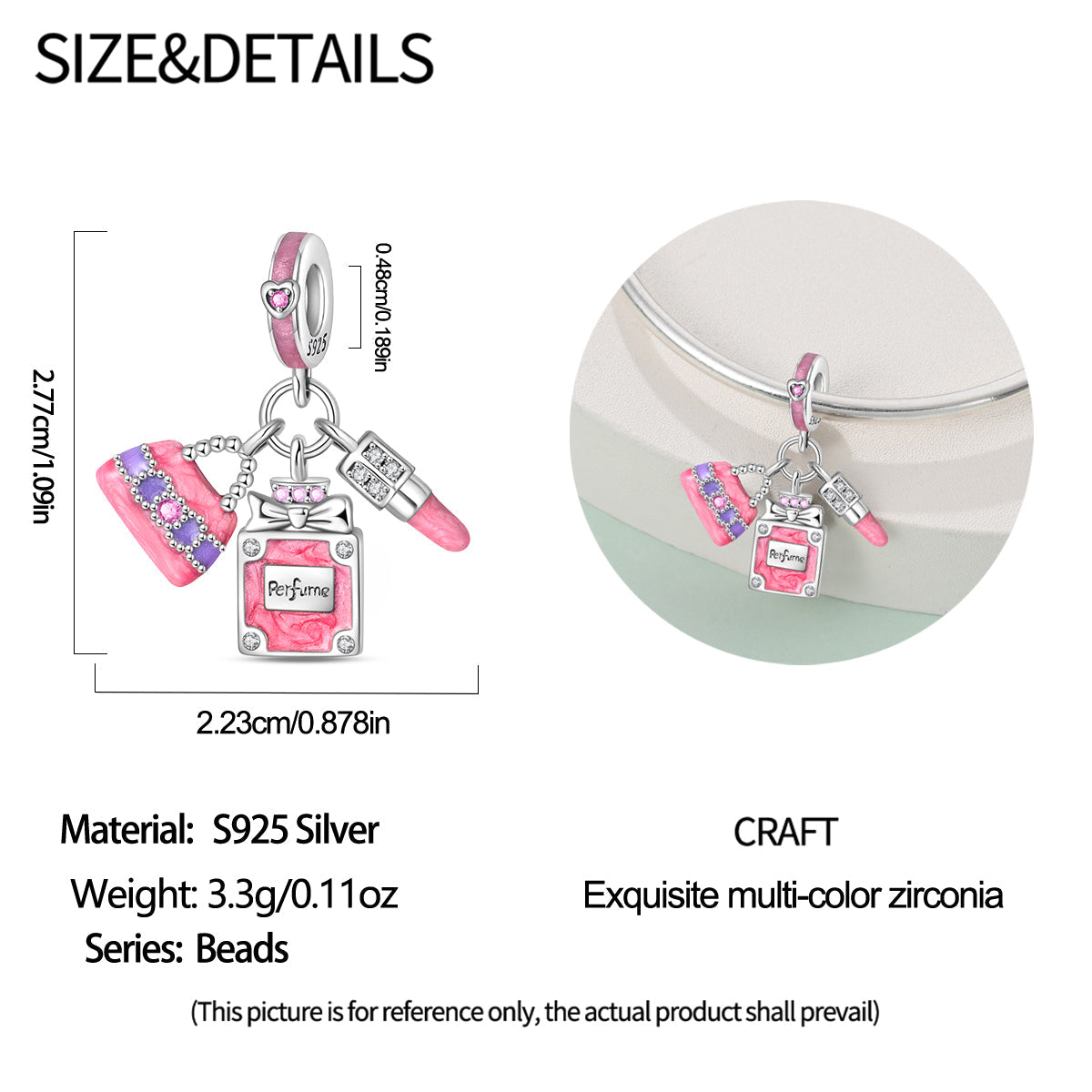 Charm Colgante Labial, Perfume & Bolso