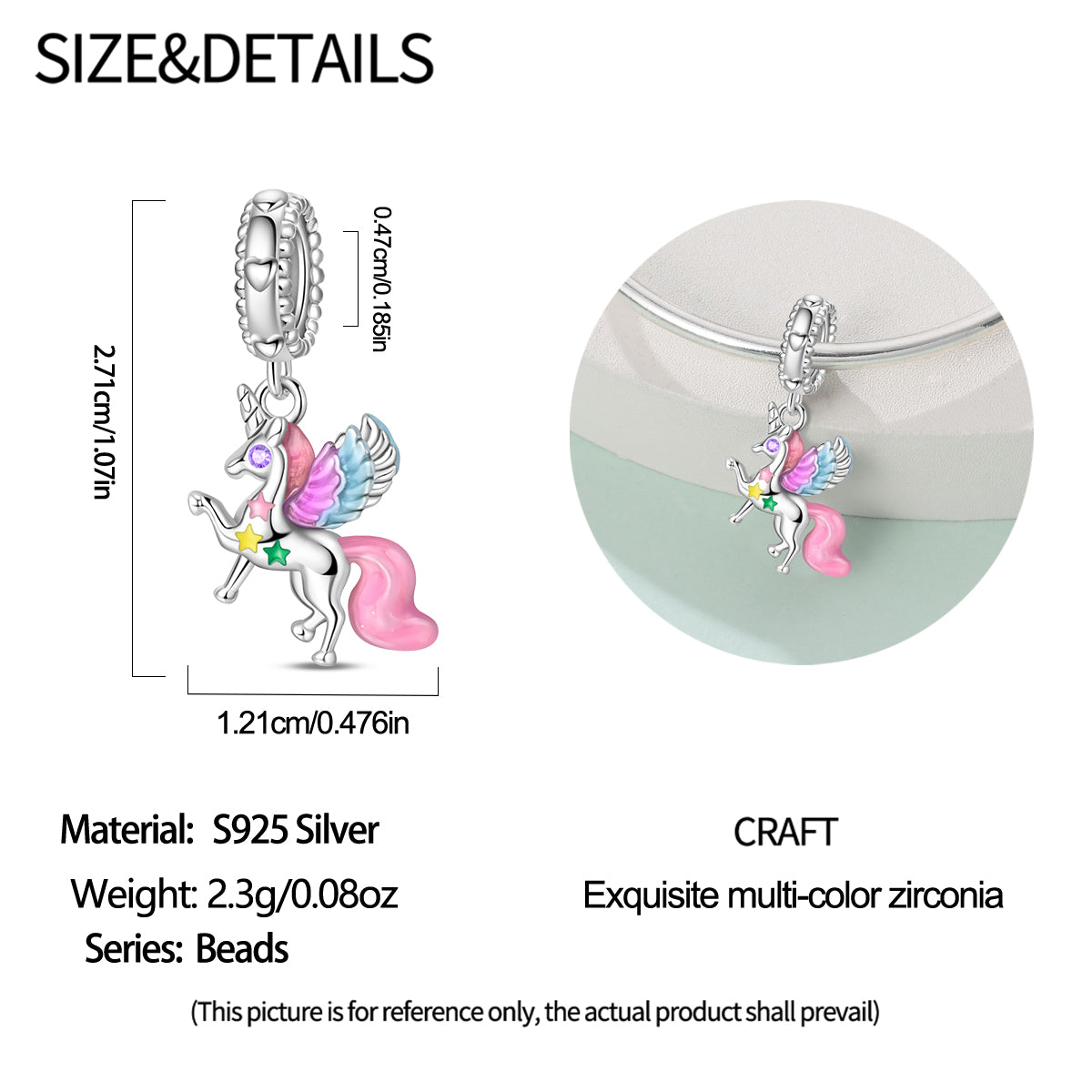 Charm Unicornio Con Estrellas