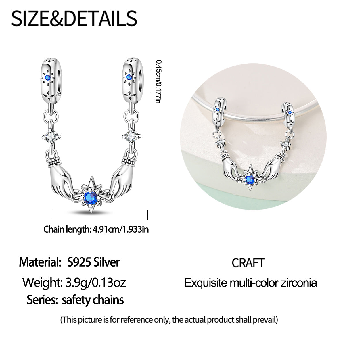 Cadena De Seguridad Manos & Estrella Azul