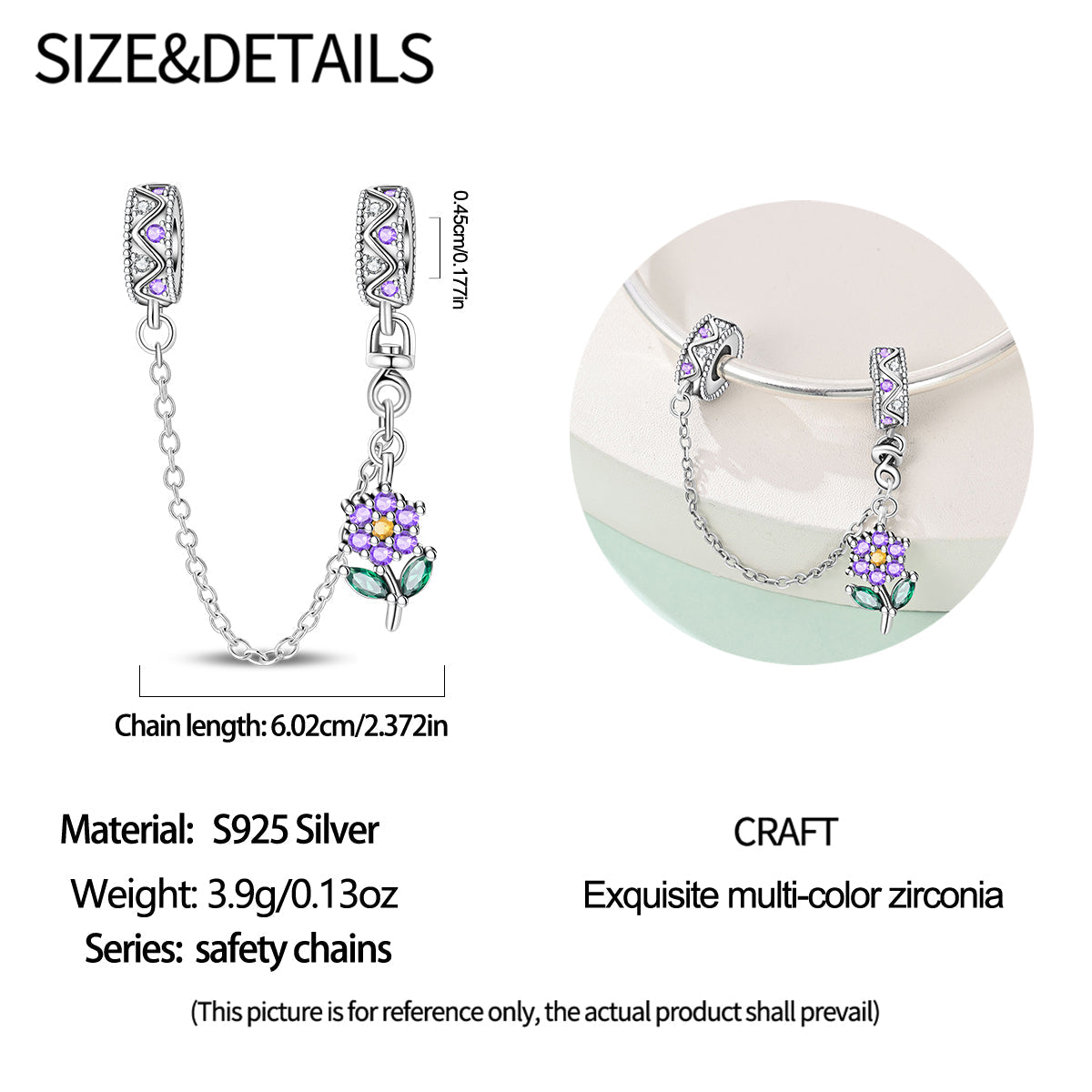 Cadena De Seguridad Flor Morada