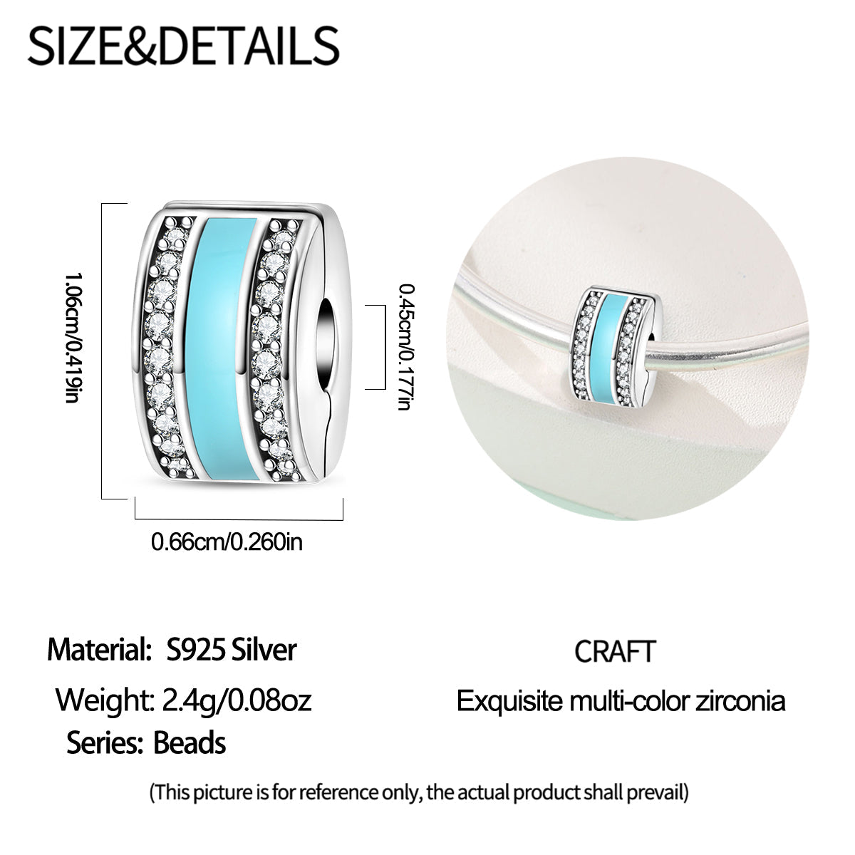 Charm Franja Azul Y Brillantes