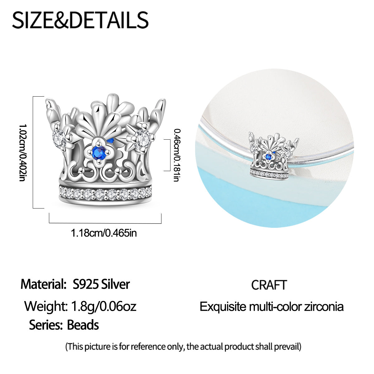 Charm Corona Plateada & Azul