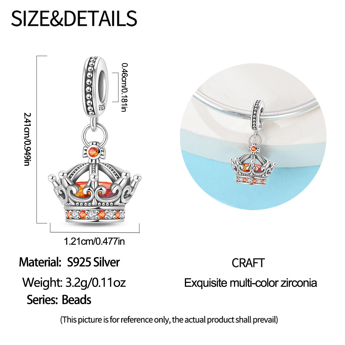 Charm Corona Con Detalles Naranjas