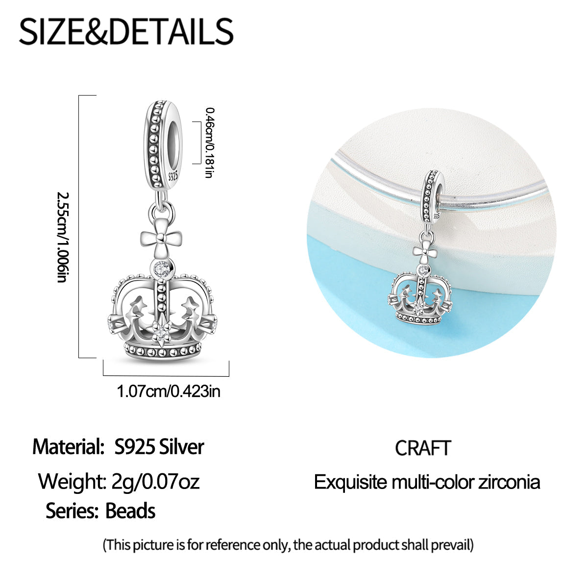 Charm Corona Plateada