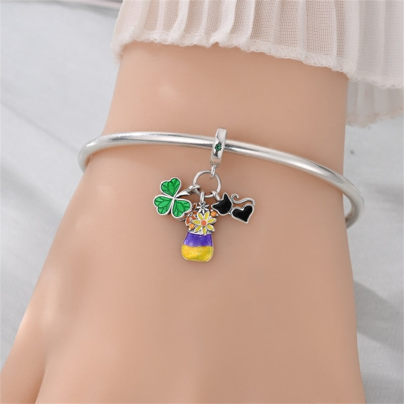 Charm Trebol, Flores & Gato