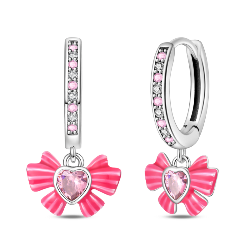 Aretes Rosa Con Corazones