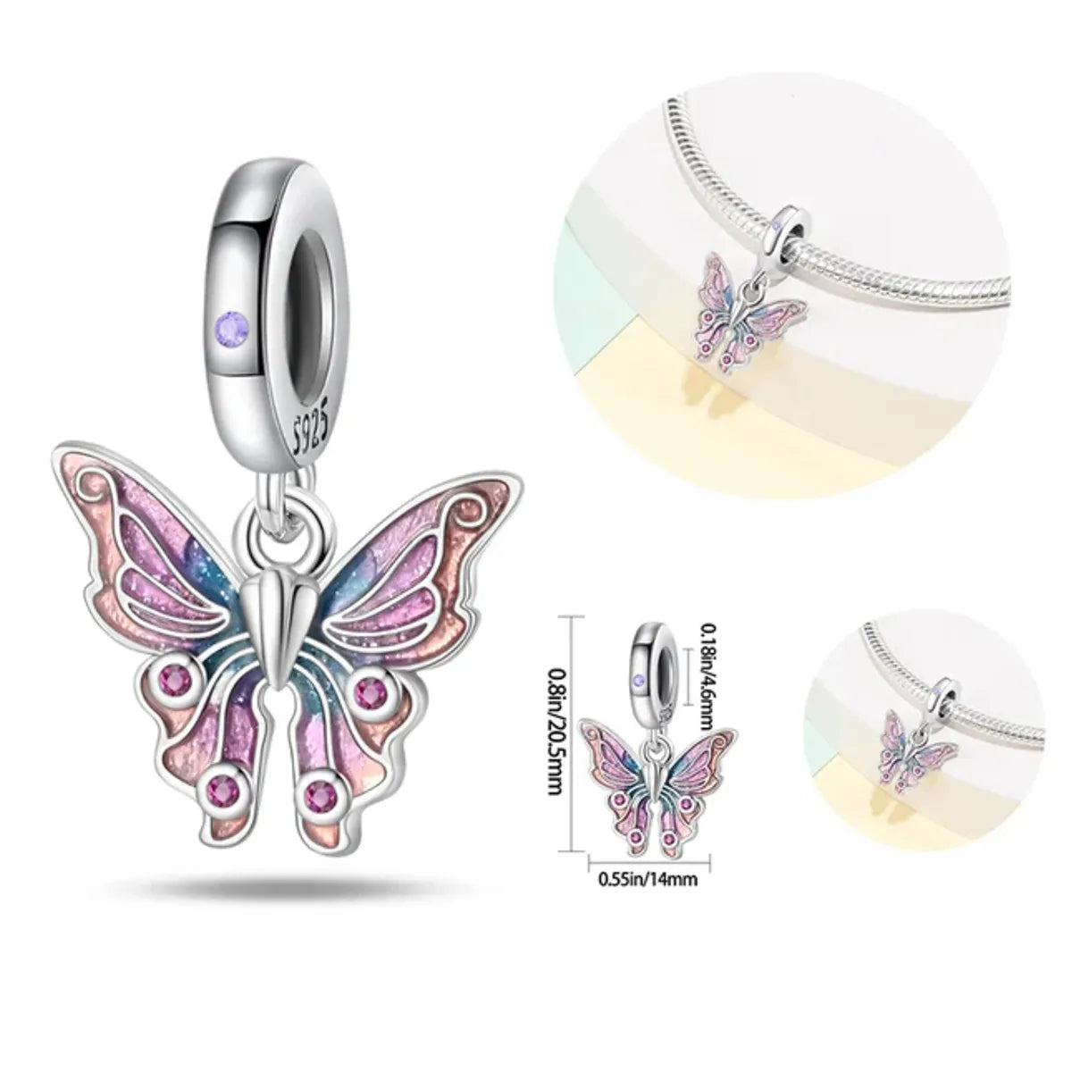 Charm Mariposa Rosa Brillante