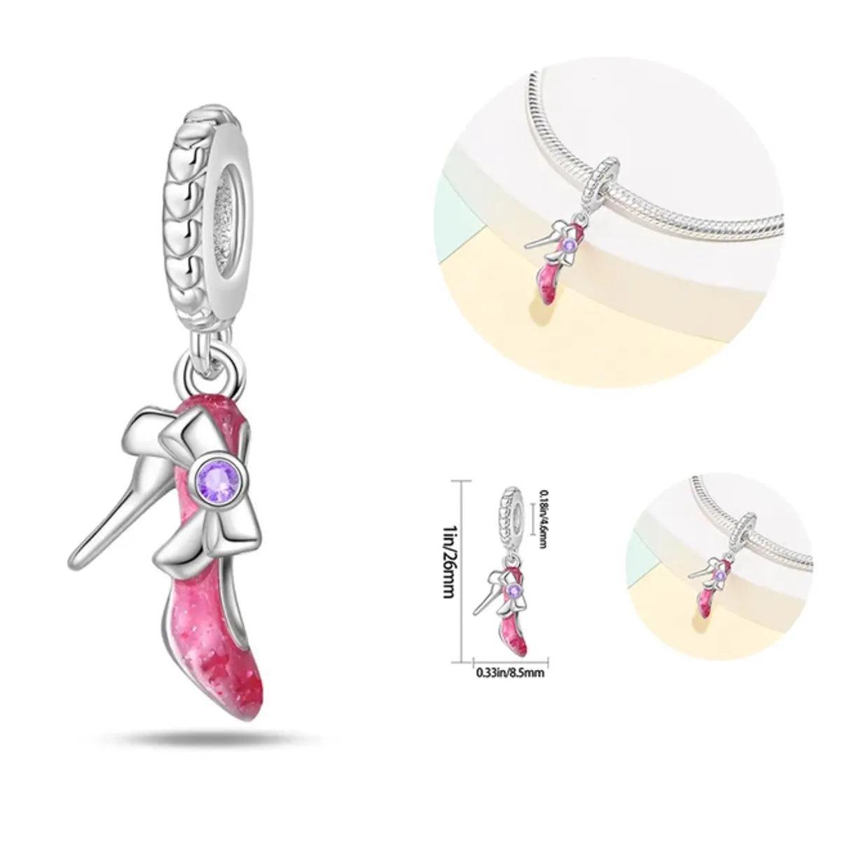 Charm Zapatilla Rosa con Moño