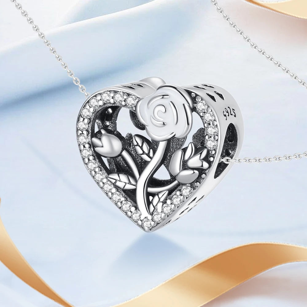 Charm Corazón & Rosa Blanca