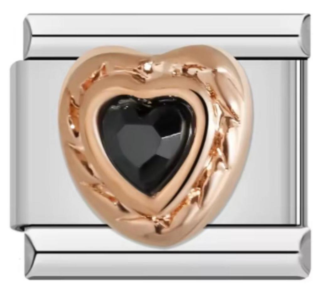 Charm Italiano Corazon Piedra Negra