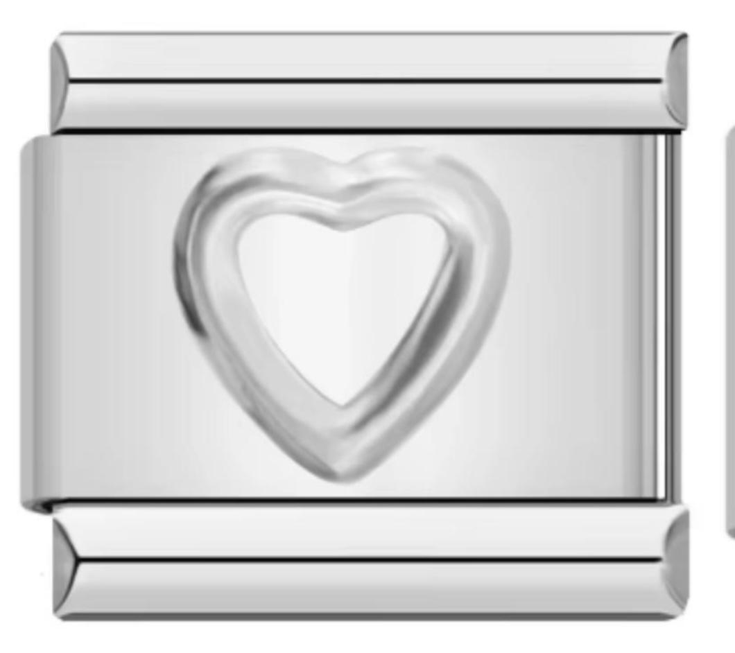 Charm Italiano Corazón Borde Plateado