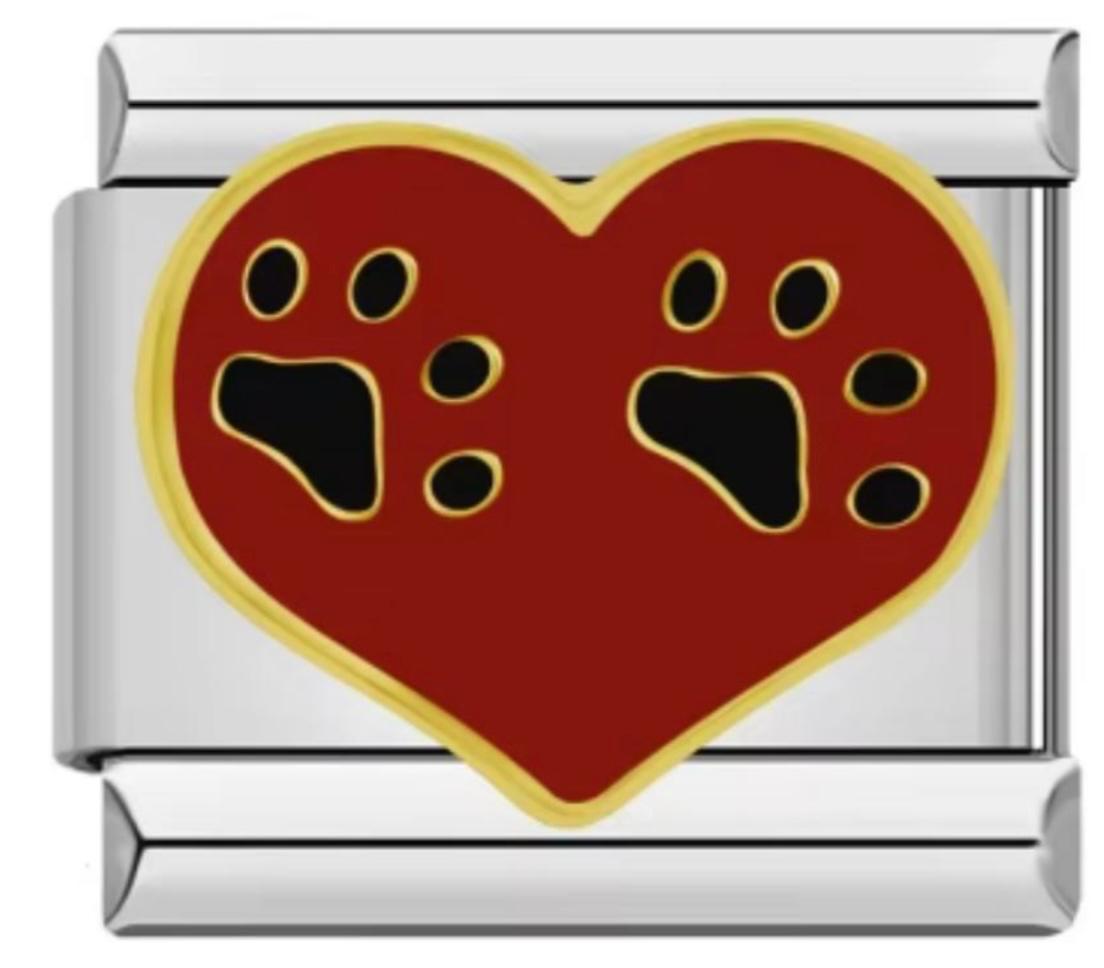 Charm Italiano Corazon Huellas De Perro