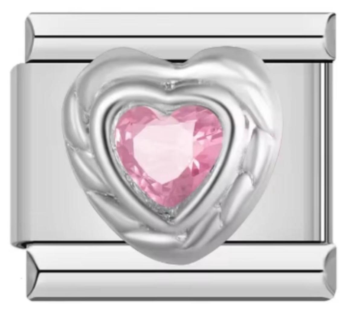 Charm Italiano Piedra Corazon Rosa