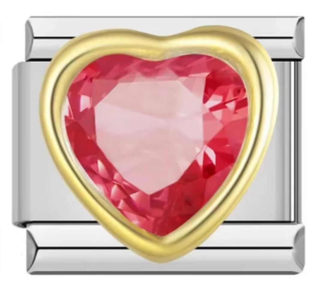 Charm Italiano Piedra Corazón Rojo