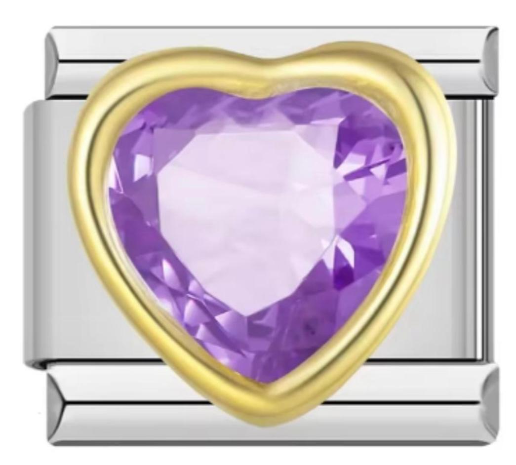 Charm Italiano Piedra Corazón Morado