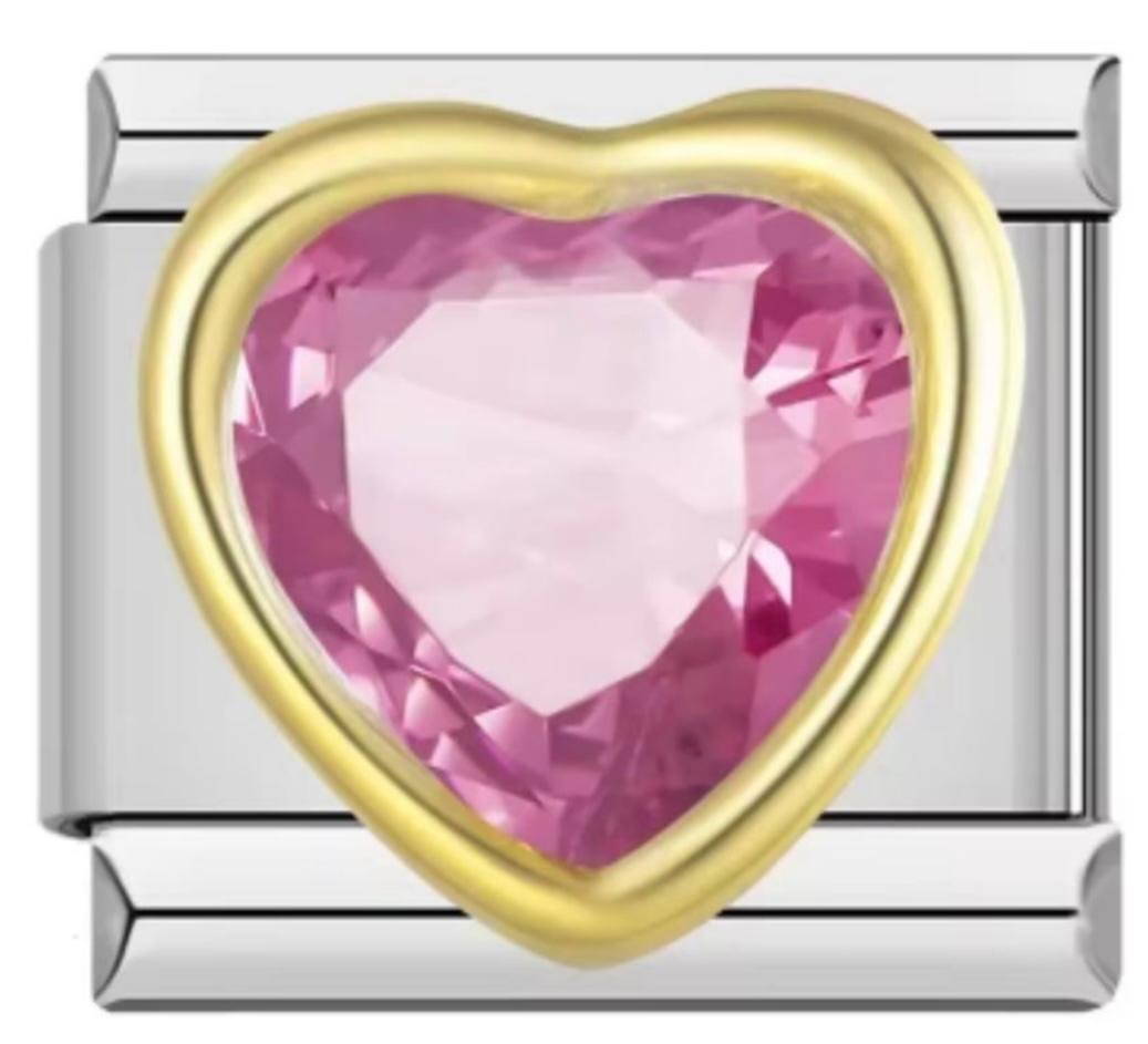 Charm Italiano Piedra Corazón Rosa