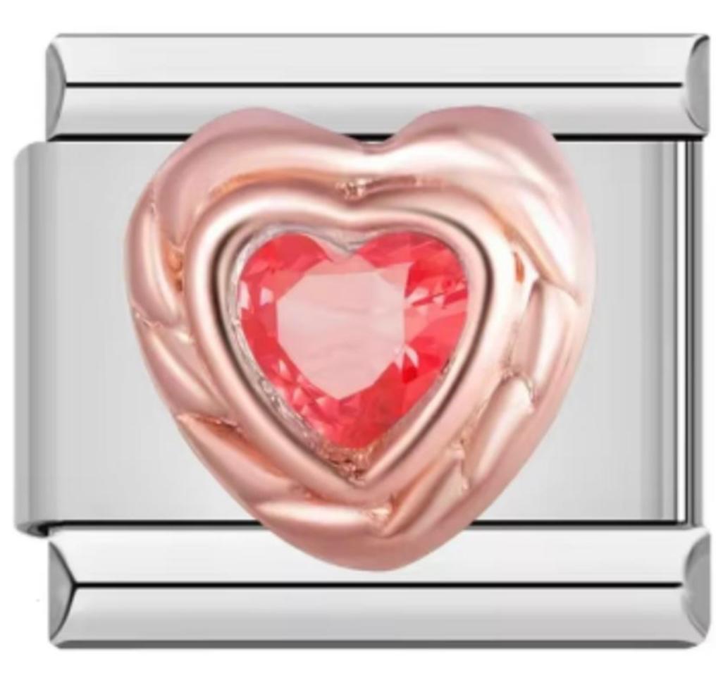 Charm Italiano Piedra Corazón Rosa