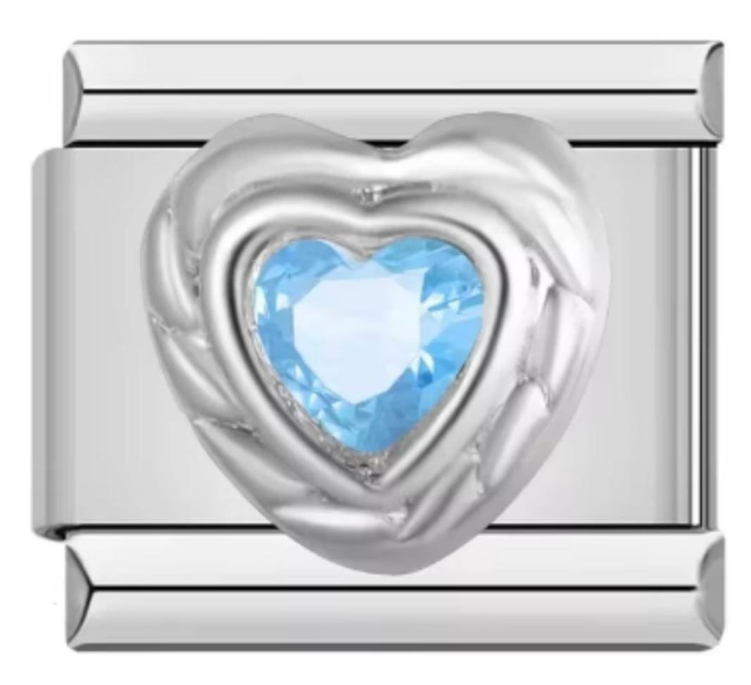 Charm Italiano Piedra Corazón Azul