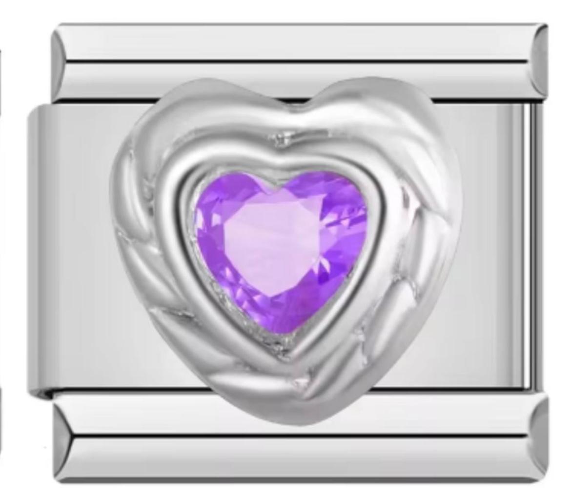 Charm Italiano Piedra Corazón Morado