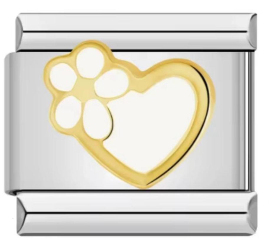 Charm Italiano Corazon Blanco & Flor