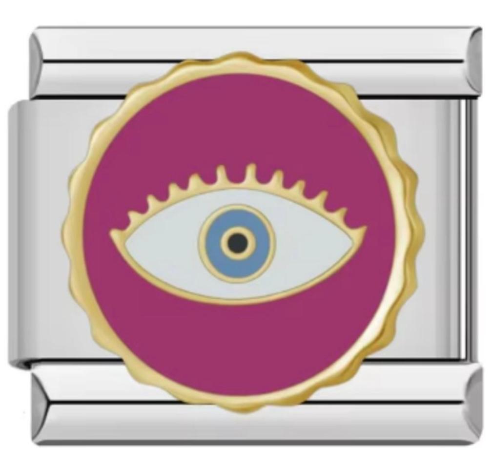 Charm Italiano Ojo De Horus Circular Rosa